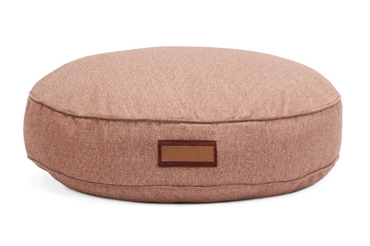 Round Pet Bed Pittie Pink Plush Recycled Plastic Fill by DC-The Houndry