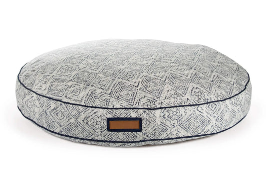 Round Pet Bed In Sapphire With Recycled Plastic Fill by DC-The Houndry
