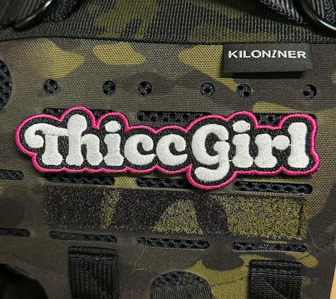 Thicc Girl Embroidered Morale Patch With Hook Backing 4.5 Inch by kiloninerpets