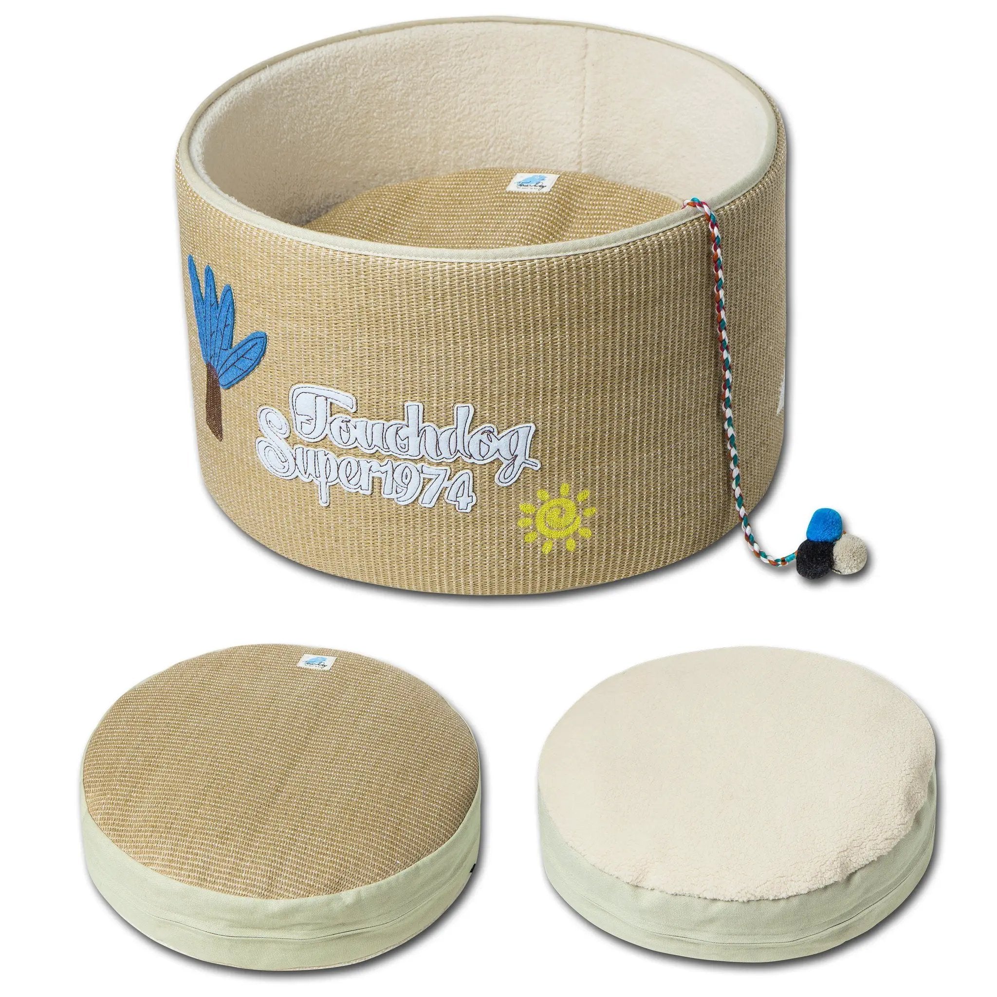 Touchcat Claw Ver Nest Rounded Scratching Cat Bed With Built In Teaser Toy Durable Nylon Scratch Proof Shell by Pet Life
