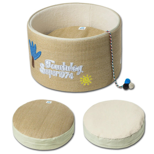 Touchcat Claw Ver Nest Rounded Scratching Cat Bed With Built In Teaser Toy Durable Nylon Scratch Proof Shell by Pet Life