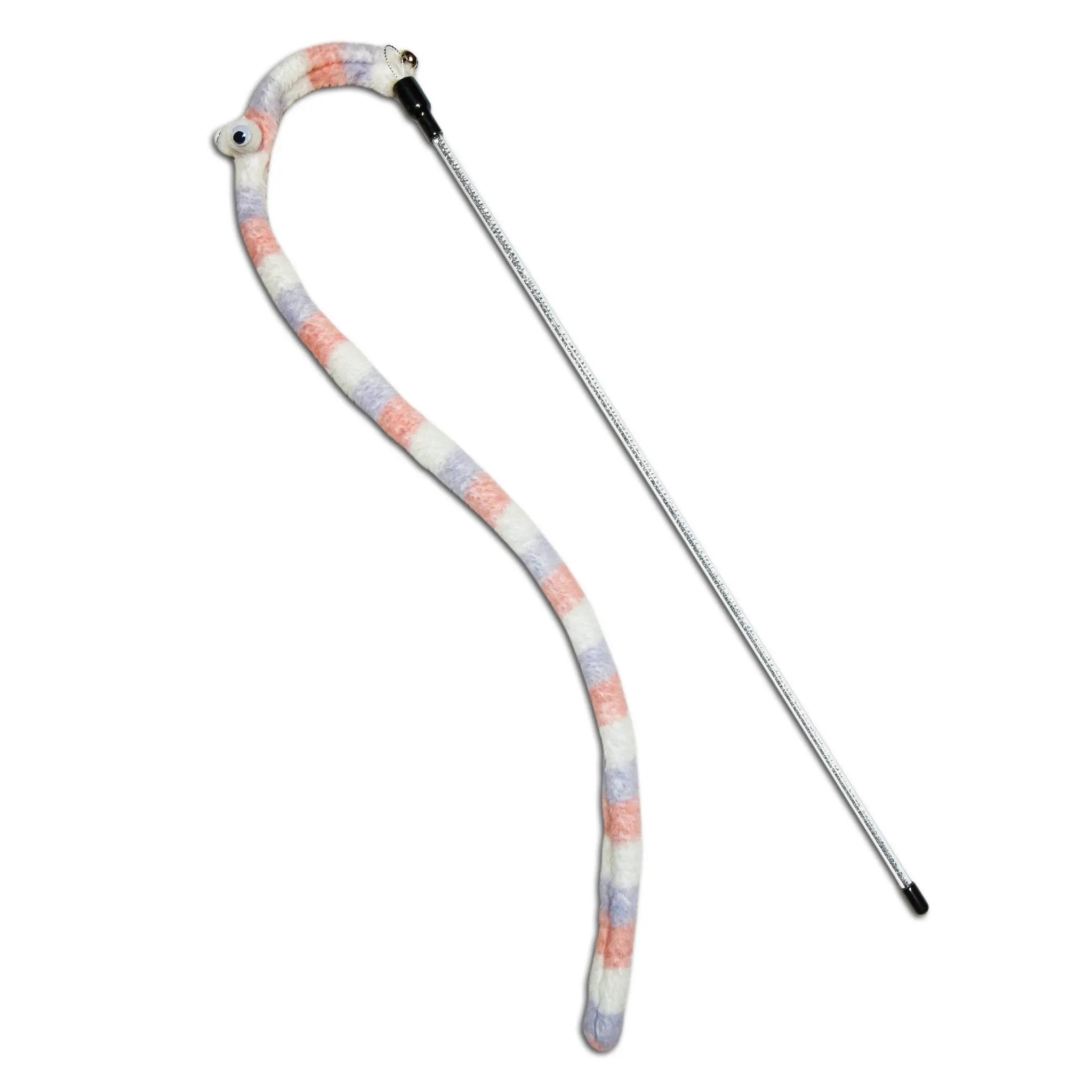 Touchcat Worm Tail Designer Wand Cat Teaser Interactive Glitter Transparent Dual Tension Cords by Pet Life
