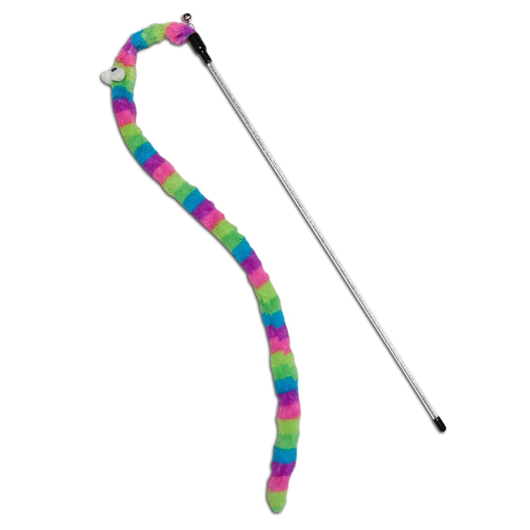 Touchcat Worm Tail Designer Wand Cat Teaser Interactive Glitter Transparent Dual Tension Cords by Pet Life