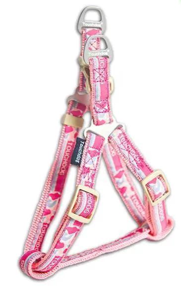 Touchdog Tough Stitched Durable Embroidered Pink Harness And Leash Small With Dual Reinforced Stitching by Pet Life
