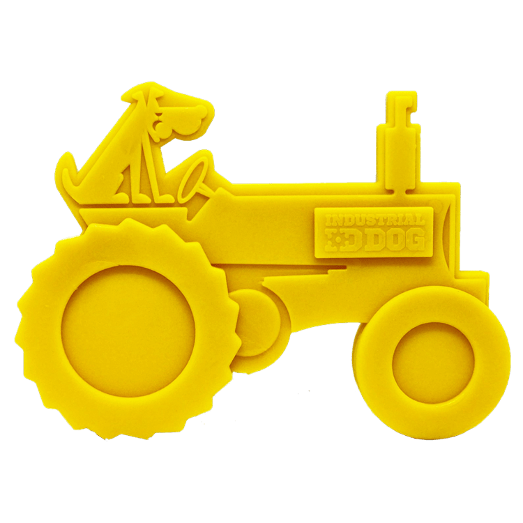 SodaPup Tractor eChew nylon dog chew toy in yellow or brown, view 2