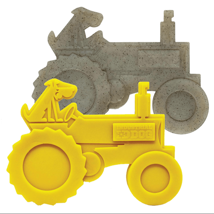 SodaPup Tractor eChew nylon dog chew toy in yellow or brown