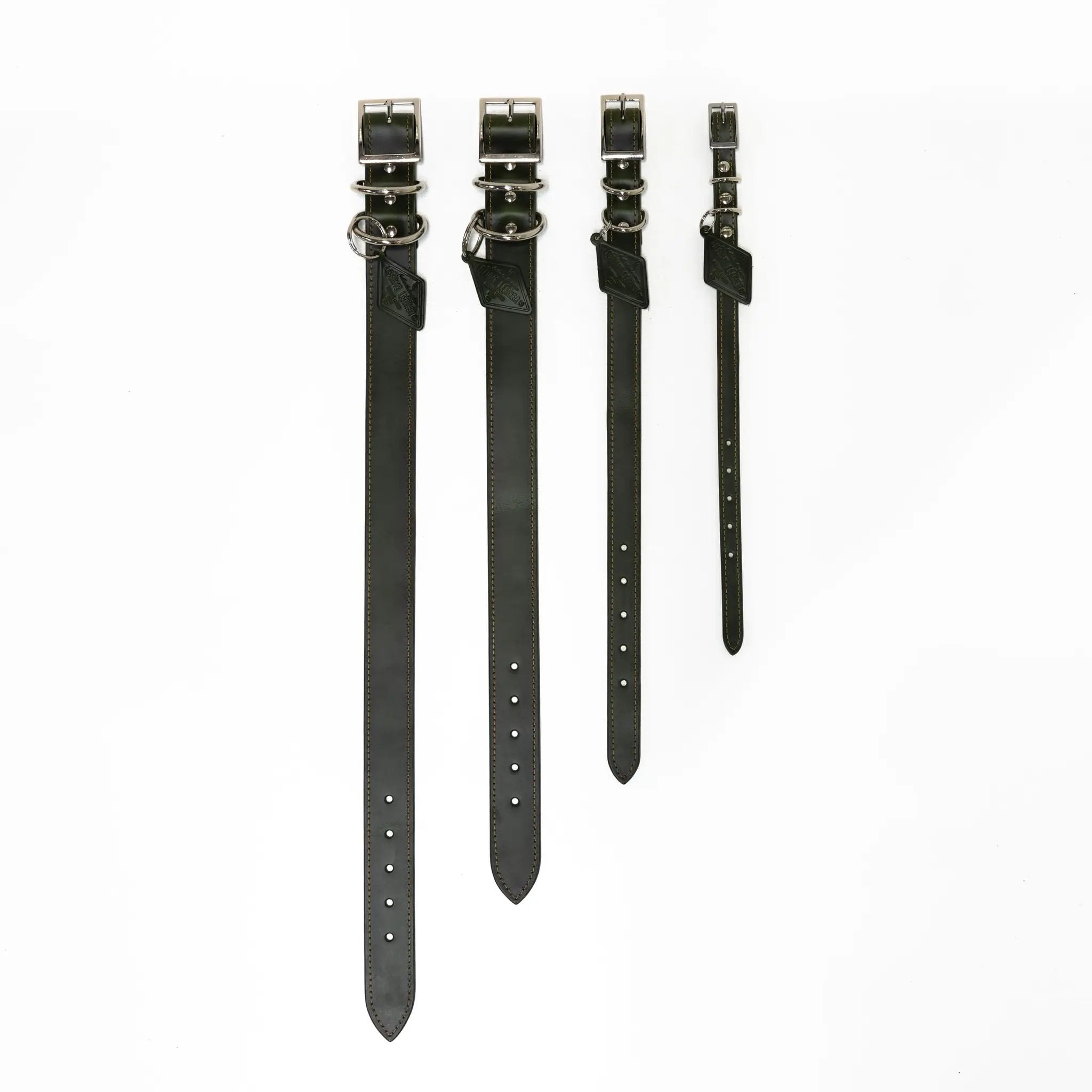 Leather dog collars - designer, dark leather, set of 4