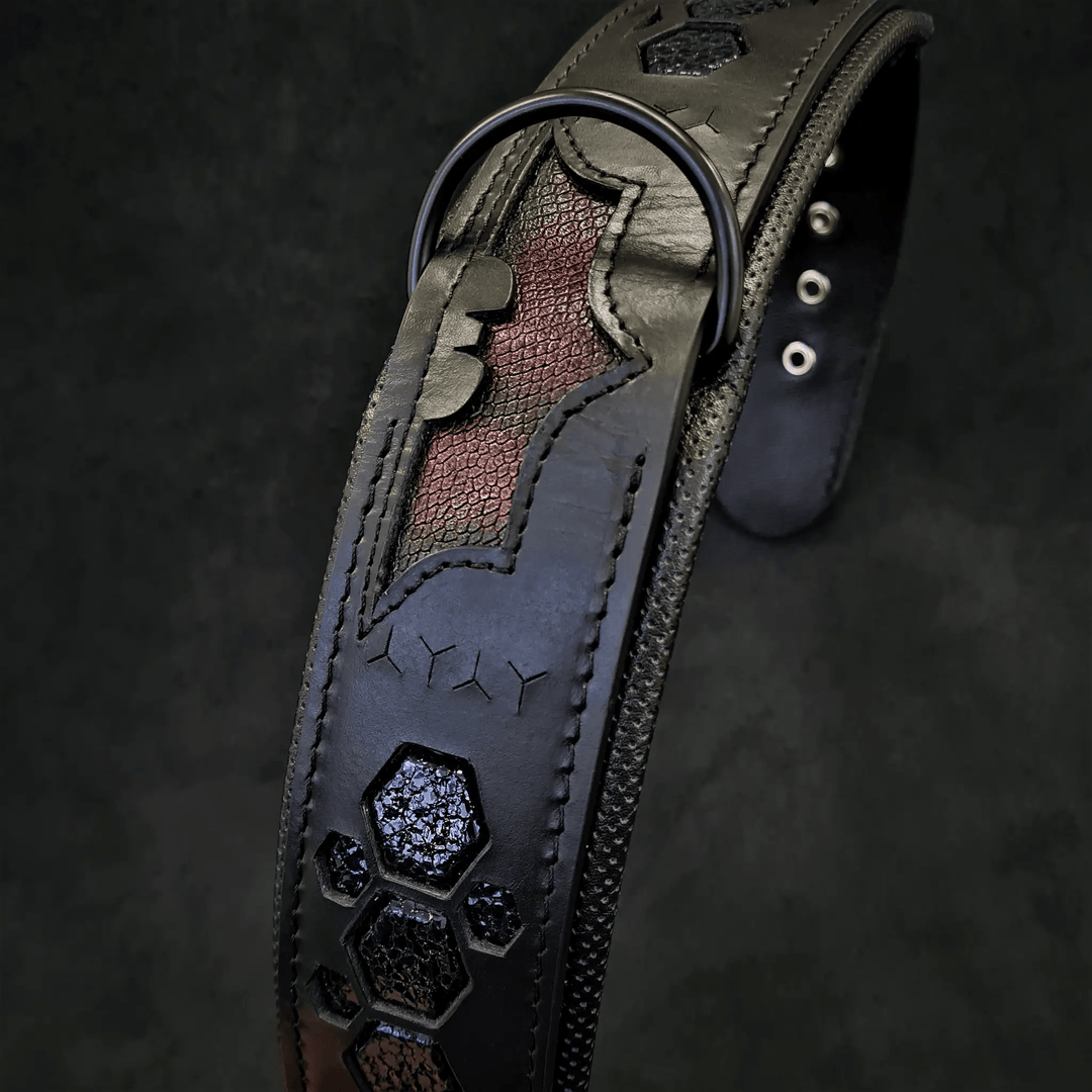 Bestia Batdog leather dog collar