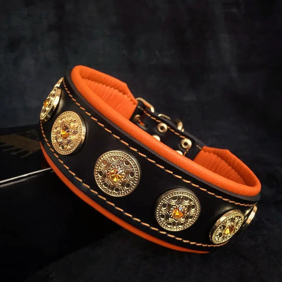 The "Bijou" collar orange - Pet Collars & Harnesses from Bestia Dog Gear