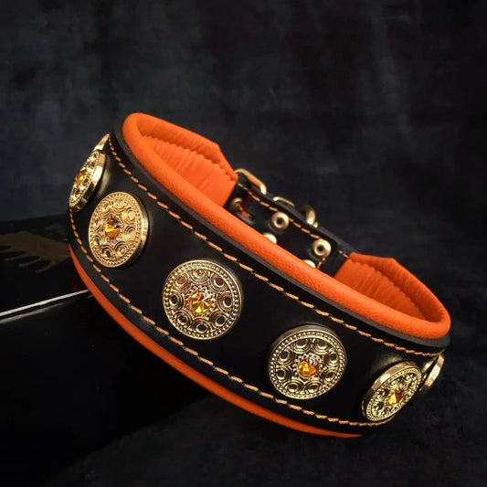 The "Bijou" collar orange - Pet Collars & Harnesses from Bestia Dog Gear