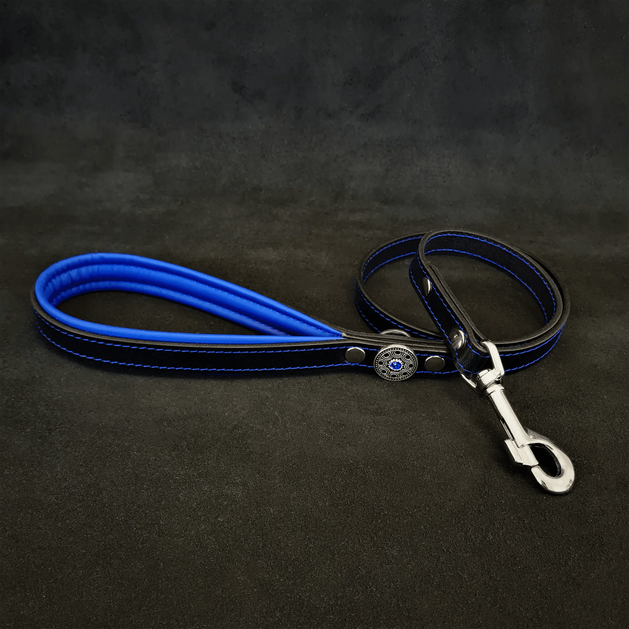 Bestia Dog Gear Bijou Leather Leash Blue Handcrafted Premium Cowhide Suitable For Stylish Active Dogs Every Day by Bestia Dog Gear