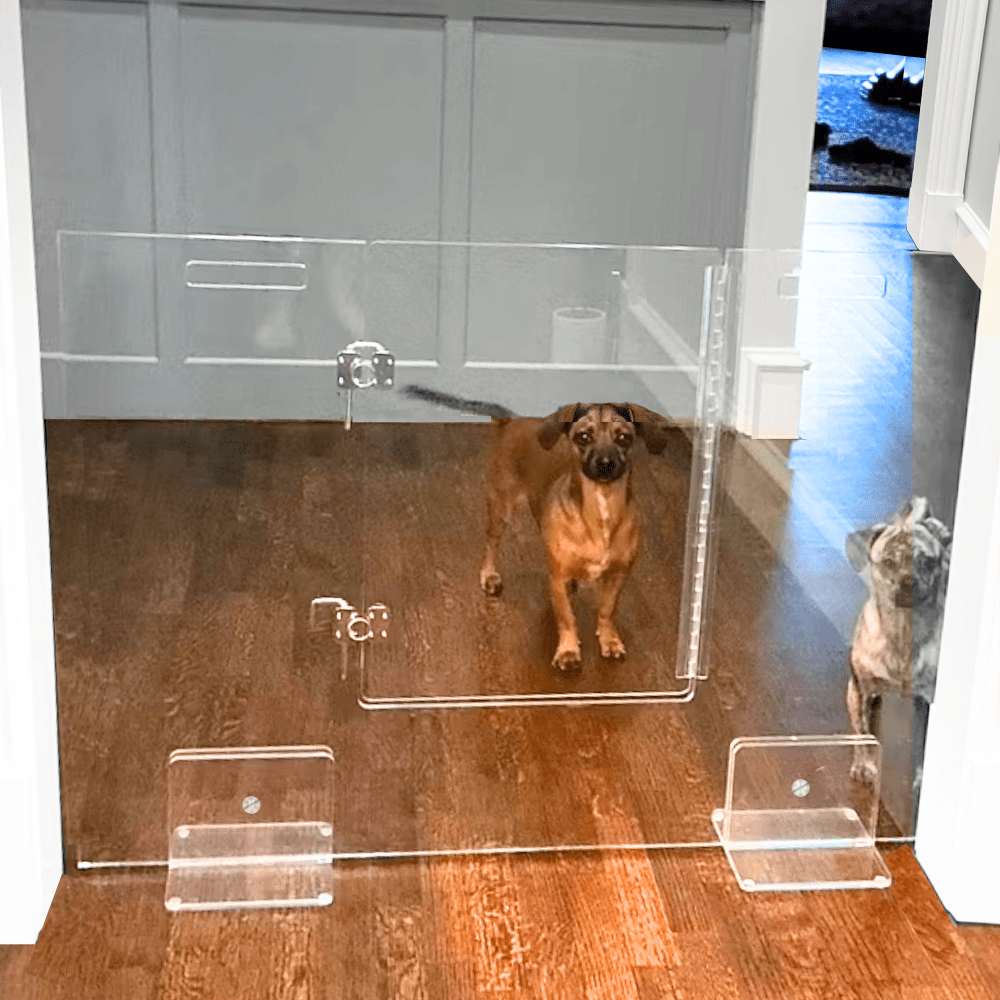 Hiddin Clear Acrylic Pet Gate with Door – Freestanding, 30 in High