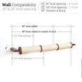 Carica l'immagine nel visualizzatore della galleria, Horizontal cat scratcher wall-mounted, 50" wide with natural sisal rope and wood ends
