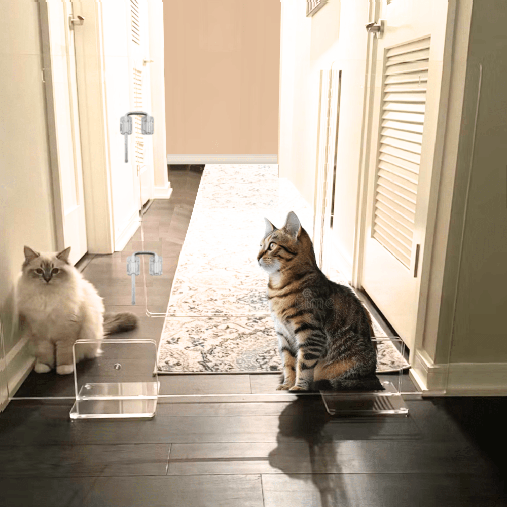 Hiddin Clear Acrylic Pet Gate with Door – Freestanding, 30 in High