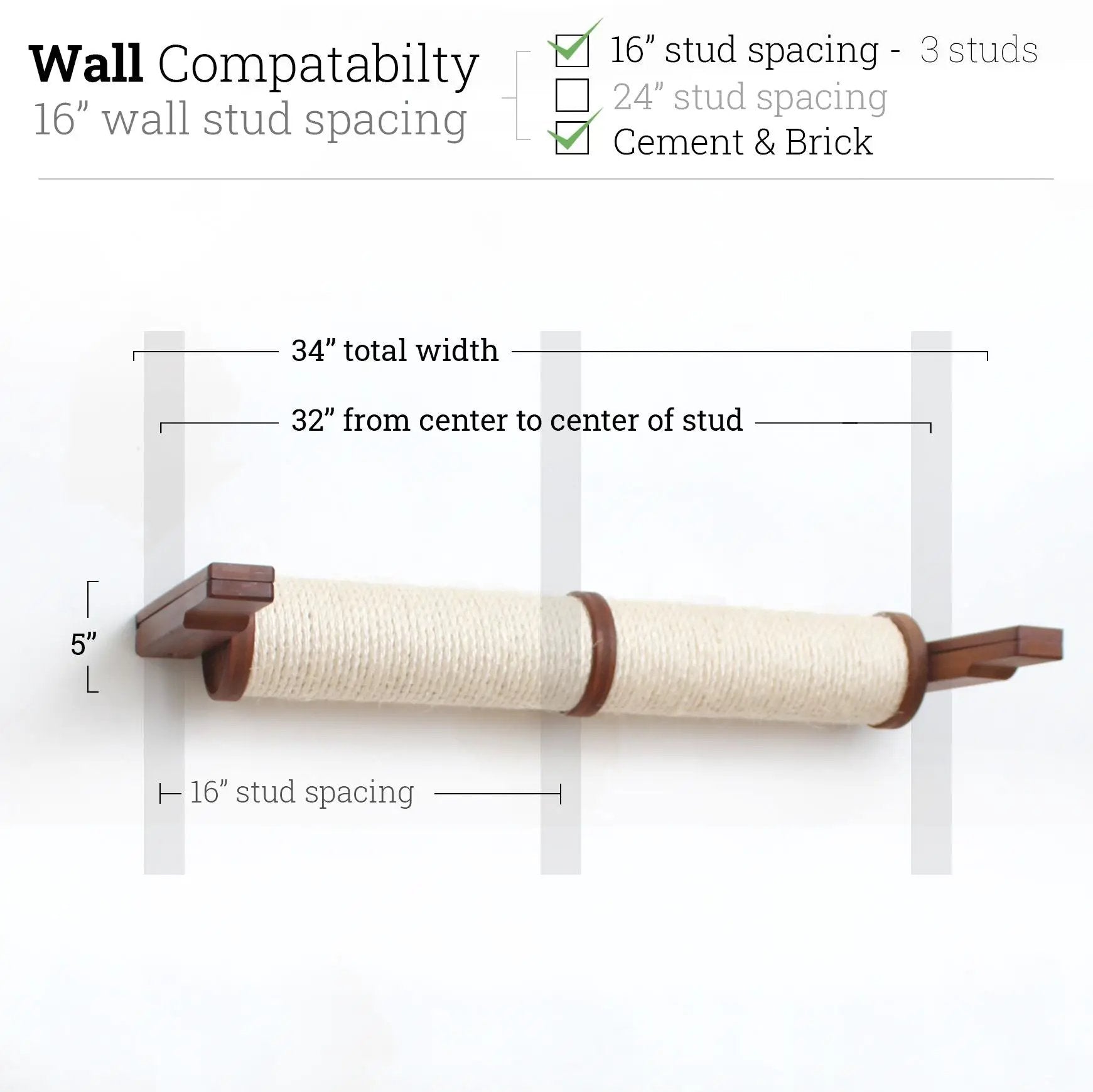 Horizontal Scratching Post for Cats by Catastrophic Creations, beige sisal rope wrapped cylinder with wood end caps.