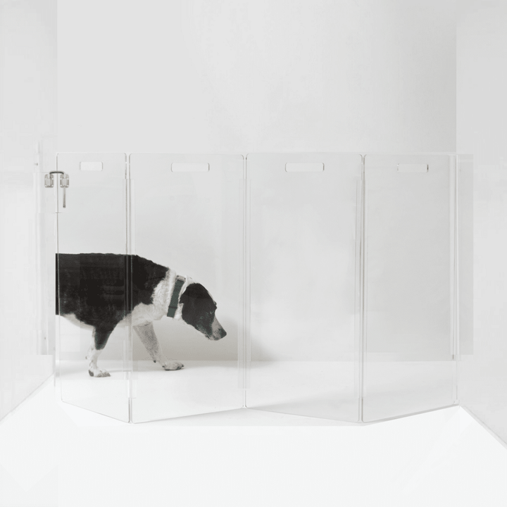 Hiddin Clear Acrylic Wall-Mounted Zig Zag Pet Gate – 30 in High