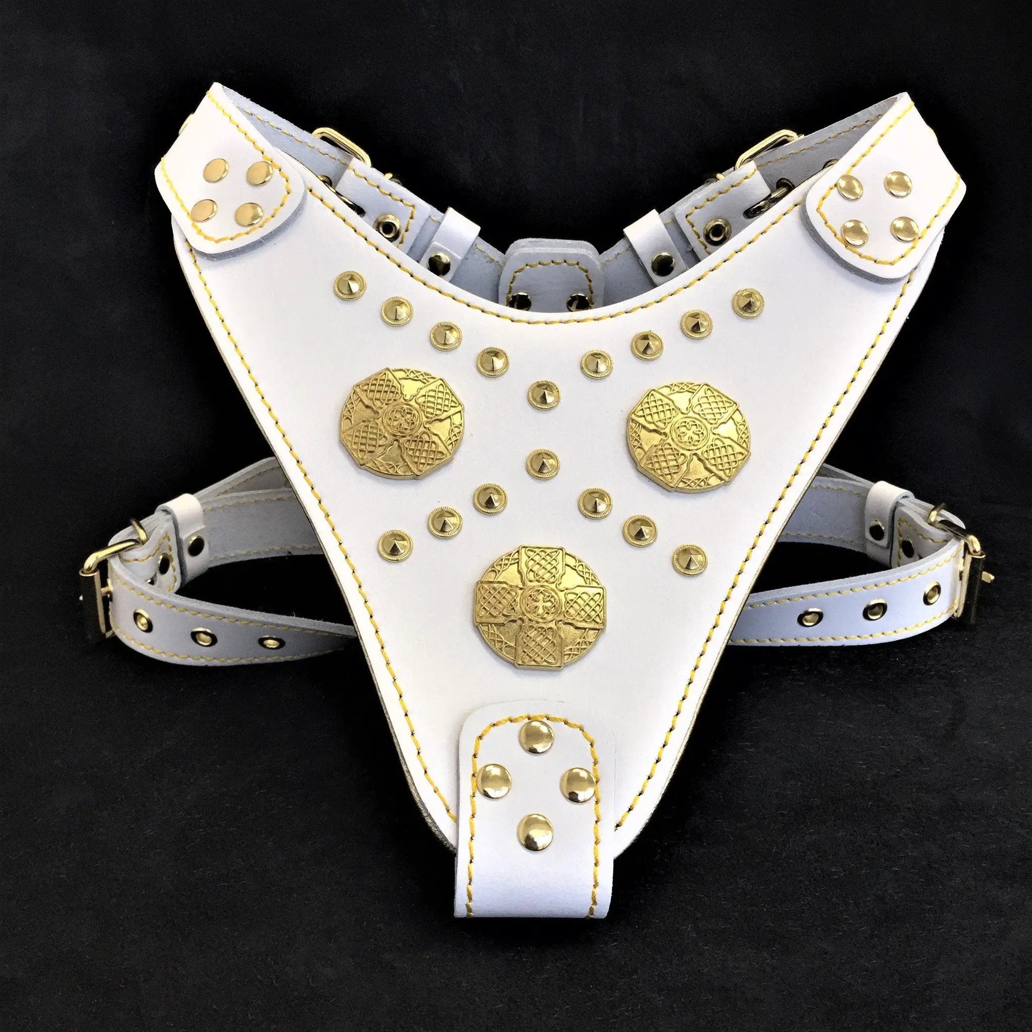 Bestia Maximus White Dog Harness Italian Belt Leather Lamb Padding Secure Large by Bestia Dog Gear
