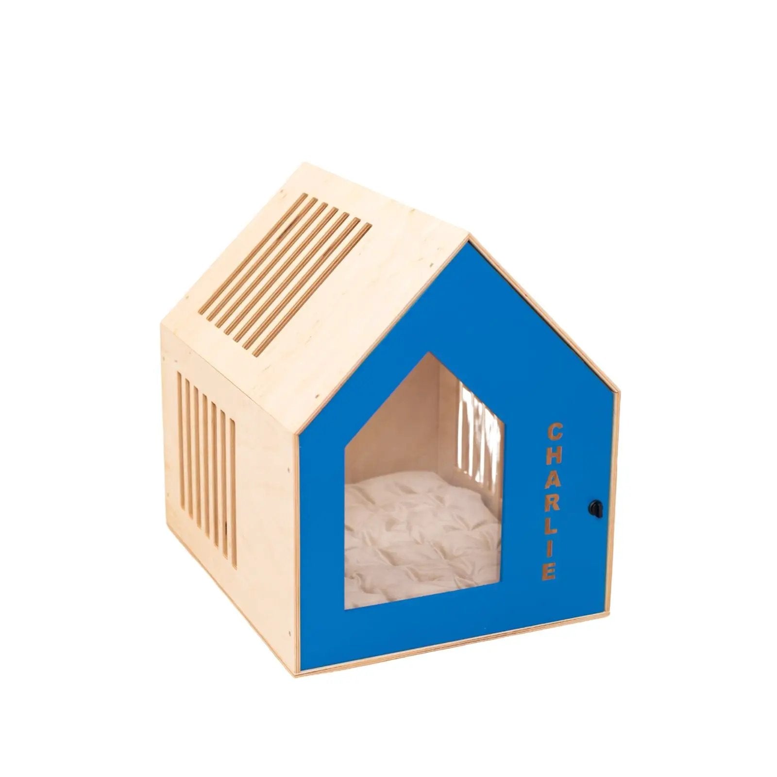Booth Premium Blue Wooden Dog House Compact Indoor Puppy Secure Retreat For Small Pets Polished Look by Enjoy The Wood