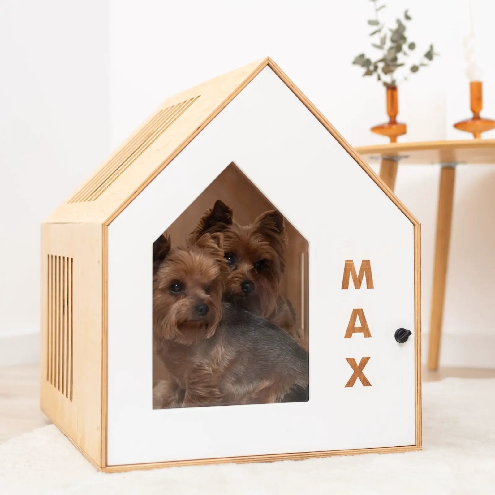 White Booth Style Wooden Dog House For Small Indoor Breeds Durable Pet Bed Room Decor Furniture Shelter Safe Space by Enjoy The Wood