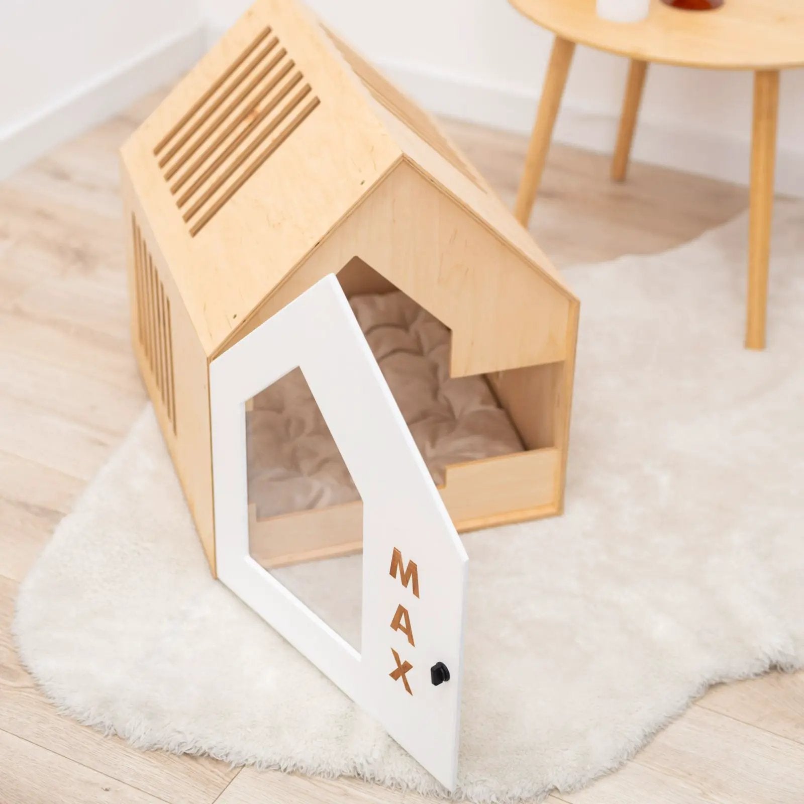 White Booth Style Wooden Dog House For Small Indoor Breeds Durable Pet Bed Room Decor Furniture Shelter Safe Space by Enjoy The Wood