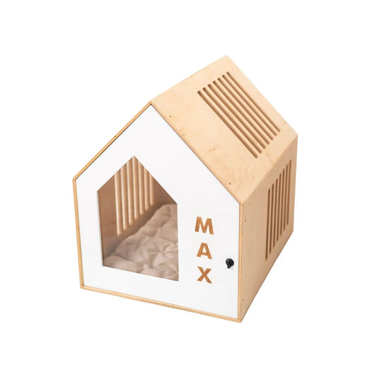 White Booth Style Wooden Dog House For Small Indoor Breeds Durable Pet Bed Room Decor Furniture Shelter Safe Space by Enjoy The Wood