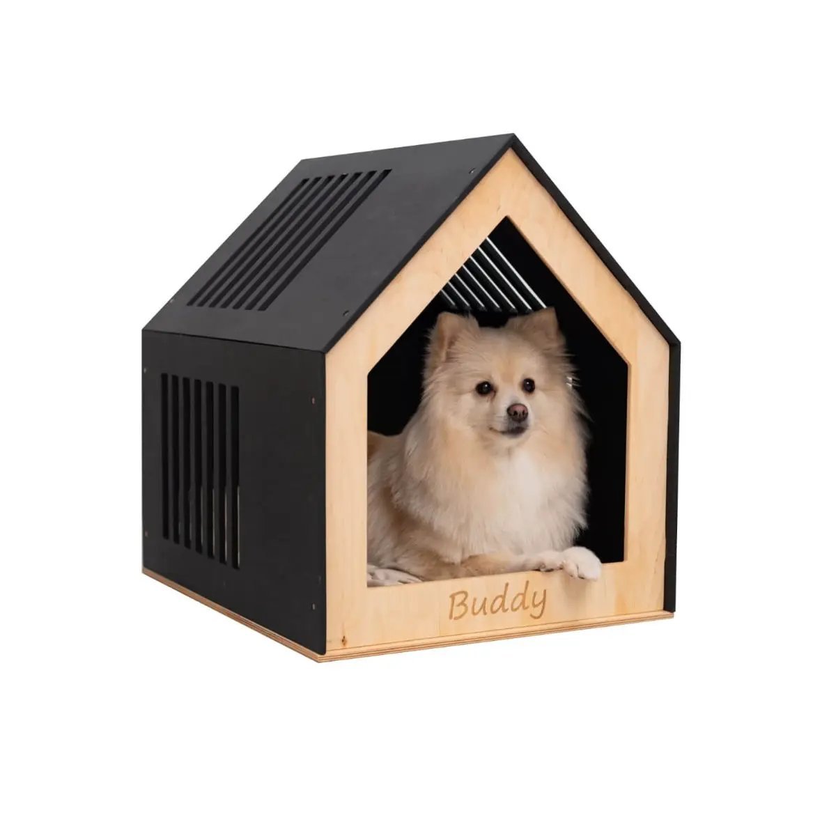 PawComforts Premium Dog House Bed With Soft Hypoallergenic Cushion For Indoor Wooden Abode Rest by Enjoy The Wood