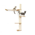 Bild in Galerie-Betrachter laden, The Crow's Nest wall cat scratcher with hammock by Catastrophic Creations; beige sisal post, two cats.
