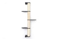 Charger l'image dans la visionneuse de la galerie, Wall Mounted Cat Climbing Pole - Sisal with beige sisal-wrapped pole and four black platforms, wall-mount hardware included.
