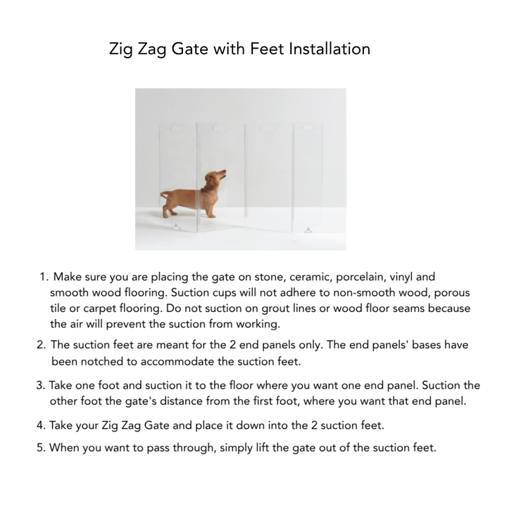 Hiddin Low Clear Acrylic Zig Zag Pet Gate – Freestanding, 24 in High